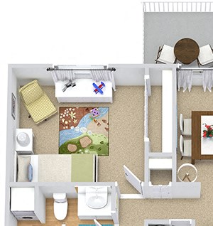 Hampton 3D Hampton 3D. 2 bedroom apartment. Kitchen, living and dinning rooms. 1 full bathroom. Patio/balcony.